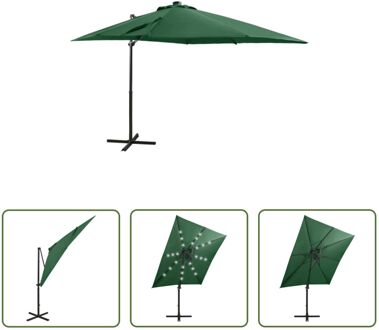 vidaXL Tuinparasol Groen 250x230 cm - Met LED-verlichting en aluminium paal