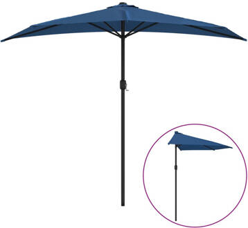 vidaXL Tuinparasol Halfrond - Blauw - 270 x 144 x 222 cm - 38 mm paaldiameter - UV-beschermend polyester