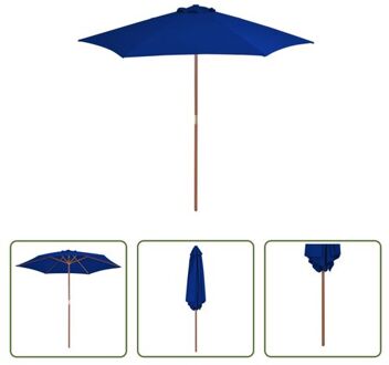 vidaXL Tuinparasol Houten - 270 x 244 cm - Blauw - UV-bescherming - 38 mm paaldiameter