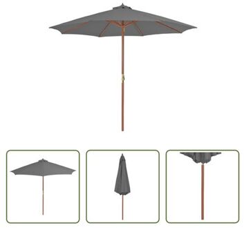 vidaXL Tuinparasol - Houten Parasol - 300 x 250 cm - Antraciet Grijs