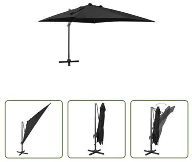 vidaXL Tuinparasol - LED-verlichting - 300 x 300 x 258 cm - Zwart