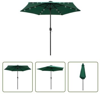 vidaXL Tuinparasol - LED Verlichting - Groen - 270 x 236 cm - Polyester