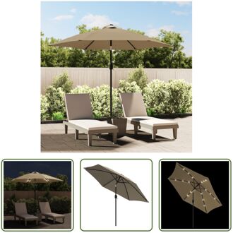 vidaXL Tuinparasol - LED-verlichting - Parasoldoek van UV-beschermend polyester - 300 x 225 cm - Taupe