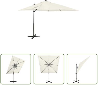 vidaXL Tuinparasol - LED-verlichting - UV-beschermend - Zand - 250x230 cm - Aluminium paal Beige