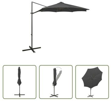 vidaXL Tuinparasol - LED-verlichting - UV-bescherming - Aluminium - 300 x 255 cm Grijs