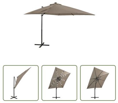 vidaXL Tuinparasol - LED-verlichting - Zonbescherming - 250x230cm Taupe