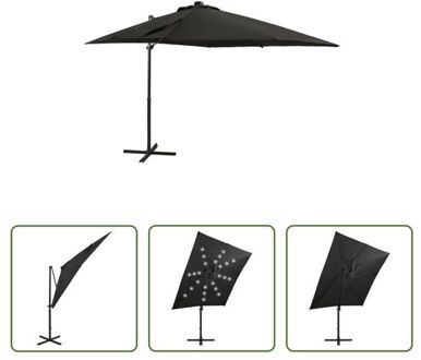 vidaXL Tuinparasol LED - Zwart - 250 x 230 cm - Aluminium