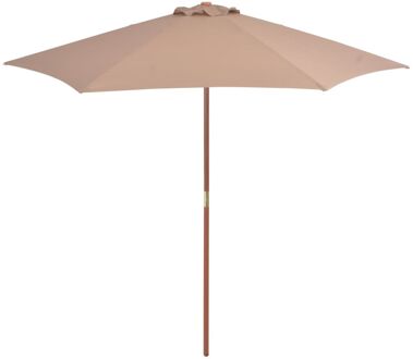 vidaXL Tuinparasol met houten paal 270 cm taupe Bruin