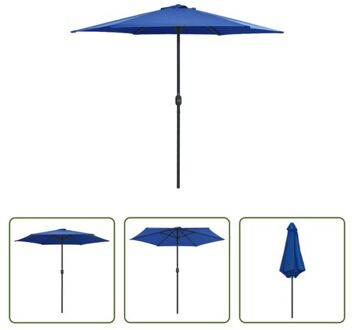 vidaXL Tuinparasol - Ø270 x 246 cm - Azuurblauw - UV-beschermend polyester - Aluminium paal