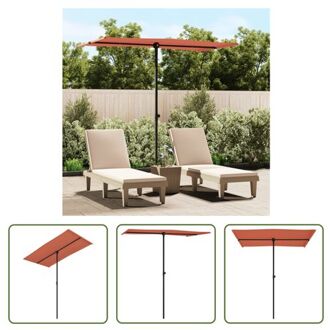 vidaXL Tuinparasol - Terracotta - 180x110x208 cm - UV-beschermend polyester - Sterke stalen paal Bruin