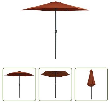 vidaXL Tuinparasol Terracotta 270x246 cm - UV-beschermend polyester - Aluminium paal - Met zwengelmechanisme Bruin