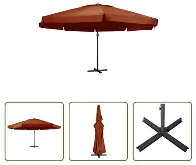 vidaXL Tuinparasol Terracotta - 600 x 385 cm - UV-bescherming - Aluminium paal - Inclusief kruisvoet - Bruin