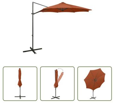 vidaXL Tuinparasol Terracotta - LED-verlichting - 300 x 255 cm - Aluminium Bruin