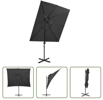 vidaXL Tuinparasol - The Living Store - 250 x 250 x 253 cm - Antraciet - UV-beschermend polyester Grijs