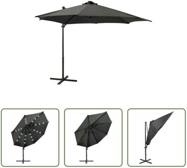 vidaXL Tuinparasol - UV-beschermend polyester - 300 x 238 cm - Antraciet Grijs