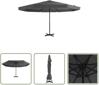 vidaXL Tuinparasol - UV-beschermend polyester - Aluminium paal - 500 x 385 cm Grijs