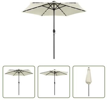 vidaXL Tuinparasol - Zandwit - 270 x 236 cm - UV-beschermend polyester - Aluminium paal - 6 baleinen