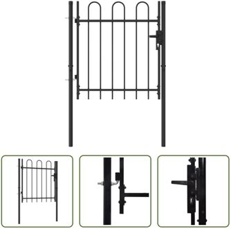 vidaXL Tuinpoort - 100 x 150 cm - zwart - gepoedercoat staal