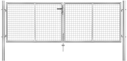 vidaXL Tuinpoort 306x125 cm gegalvaniseerd staal zilverkleurig