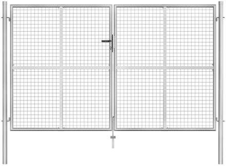 vidaXL Tuinpoort 306x200 cm gegalvaniseerd staal zilverkleurig