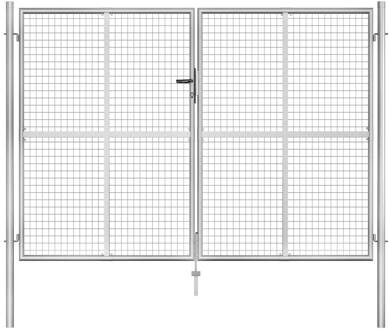 vidaXL Tuinpoort 306x225 cm gegalvaniseerd staal zilverkleurig