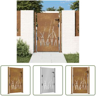 vidaXL Tuinpoort - Cortenstaal - 105 x 130 cm - Roestig - Incl - slot