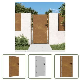 vidaXL Tuinpoort - Cortenstaal - 105 x 205 cm - Afsluitbaar Systeem