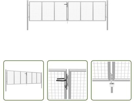 vidaXL Tuinpoort - Gazen Hekpoort - 415x150 cm - Gehard staal - Zilver