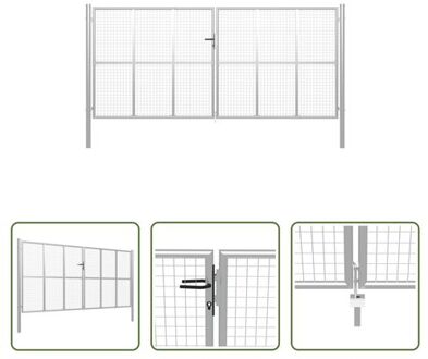 vidaXL Tuinpoort - Gazen Hekpoort - Tuinaccessoires - 415x250cm - Gegalvaniseerd Staal