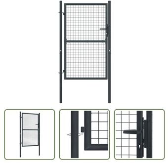 vidaXL Tuinpoort Grid - 100 x 200 cm - Stabiel en roestbestendig - Antraciet