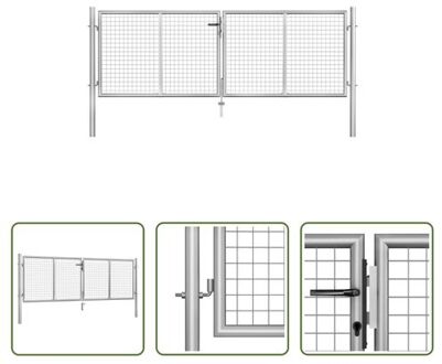 vidaXL Tuinpoort - Klassiek ontwerp - Gegalvaniseerd staal - 306 x 125 cm (B x H) - Trendy