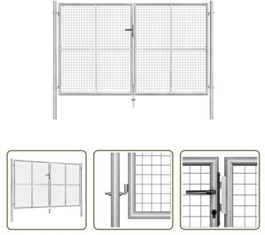 vidaXL Tuinpoort - Klassiek - Staal - 306 x 200 cm (B x H) - Zilver