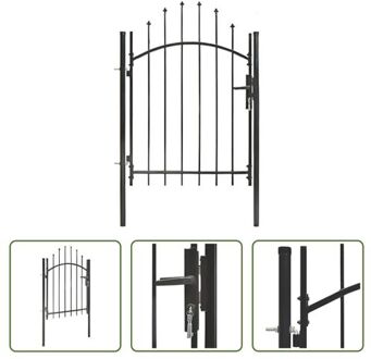 vidaXL Tuinpoort - Moderne - praktische ingang - Stabiel en duurzaam - Zwart - Gepoedercoat staal - 1 x 1.5