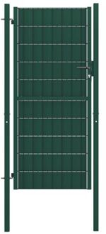 vidaXL Tuinpoort - PVC en staal - 100 x 164 cm - Groen - Vergrendelbaar