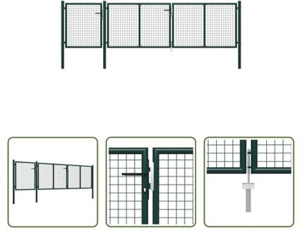 vidaXL Tuinpoort - Staal - 400 x 125 cm - Groen