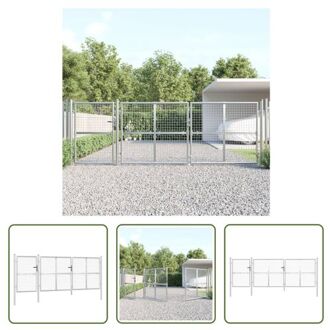 vidaXL Tuinpoort - Staal - 400x175 cm - Gegalvaniseerd - Zilver