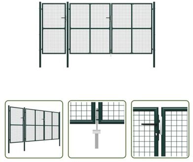 vidaXL Tuinpoort - Staal - 400x200 cm - Groen