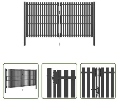 vidaXL Tuinpoort - Staal - 4x2.5m - Antraciet - Afsluitbaar