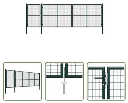 vidaXL Tuinpoort - Staal - 500 x 200 cm - Groen - Inclusief slot