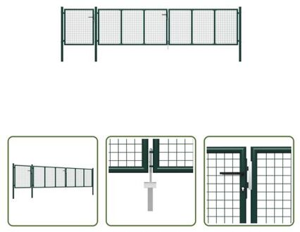 vidaXL Tuinpoort - Staal - 500x150cm - Groen