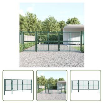 vidaXL Tuinpoort - Staal - Afmeting 400x175cm - Groen