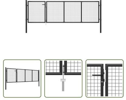 vidaXL Tuinpoort - Staal - Antraciet - 350 x 150 cm - Robuust staal - Inclusief slot