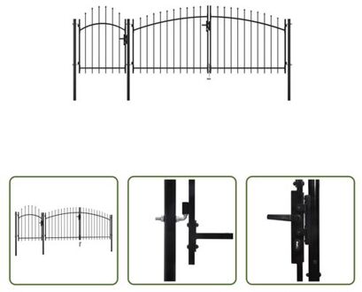 vidaXL Tuinpoort - Staal - Zwart - 1.5 x 4 m - Incl - palen en scharnieren