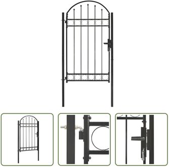 vidaXL Tuinpoort - Staal - Zwart - 100 x 175 cm - Robuust en corrosiebestendig