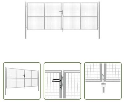 vidaXL Tuinpoorten - Gazen hekpoort - 415 x 200 cm - Gegalvaniseerd staal