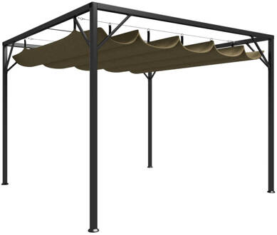 vidaXL Tuinprieel Met Uittrekbaar Dak 180 G/m² 3x3 M Taupe