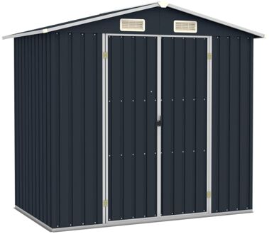 vidaXL Tuinschuur 205x129x183 cm gegalvaniseerd staal antraciet Grijs