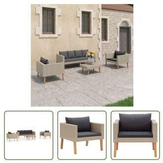 vidaXL Tuinset - 4-delig - PE-rattan - gepoedercoat staal - Beige - Afmetingen banken- 165x67x60cm