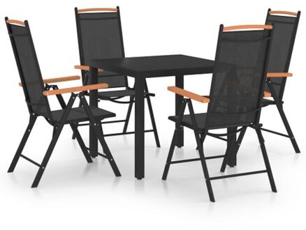 vidaXL Tuinset - 4-delige set met verstelbare stoelen - Aluminium frame - Waterbestendig textiel - HKC Zwart