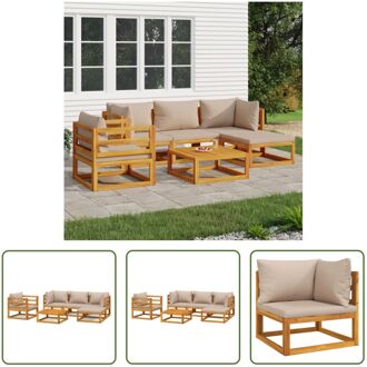 vidaXL Tuinset - Acaciahout - Modulair - 5-delig - Taupe kussen - 68x68x29 cm - 150 kg draagvermogen Bruin